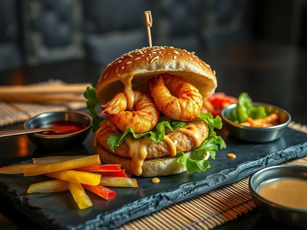 Asian Shrimp Rice Burger