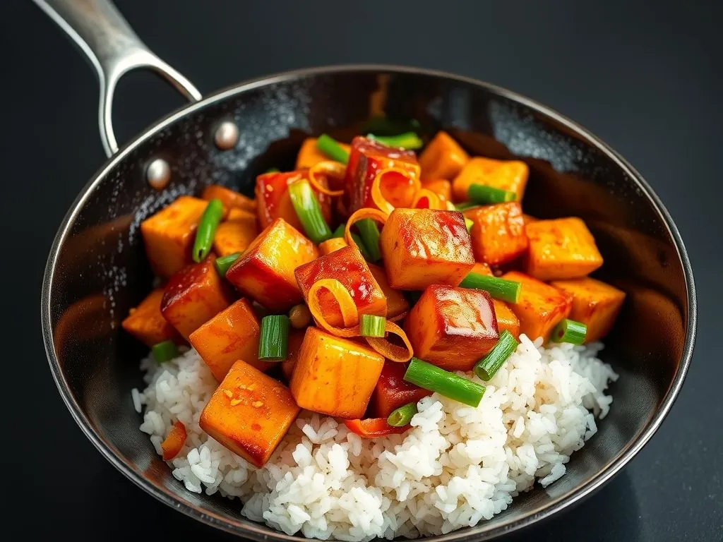 Asian Style Tofu in Spicy Orange Sauce