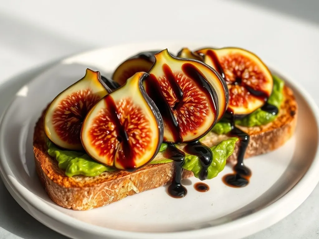 Avocado On Toast With Fresh Figs And Balsamic Reduction