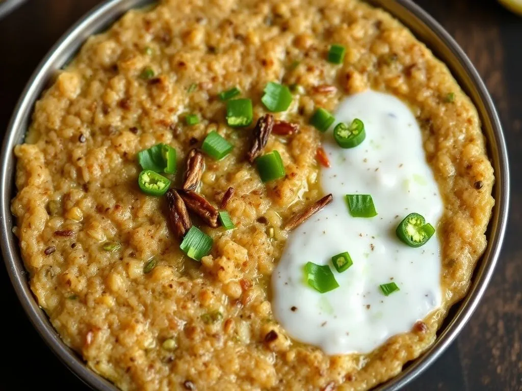 Bajra Khichu with Masala Dahi