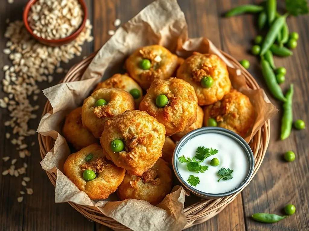 Baked Oats and Whole Wheat Kachori Stuffed with Peas