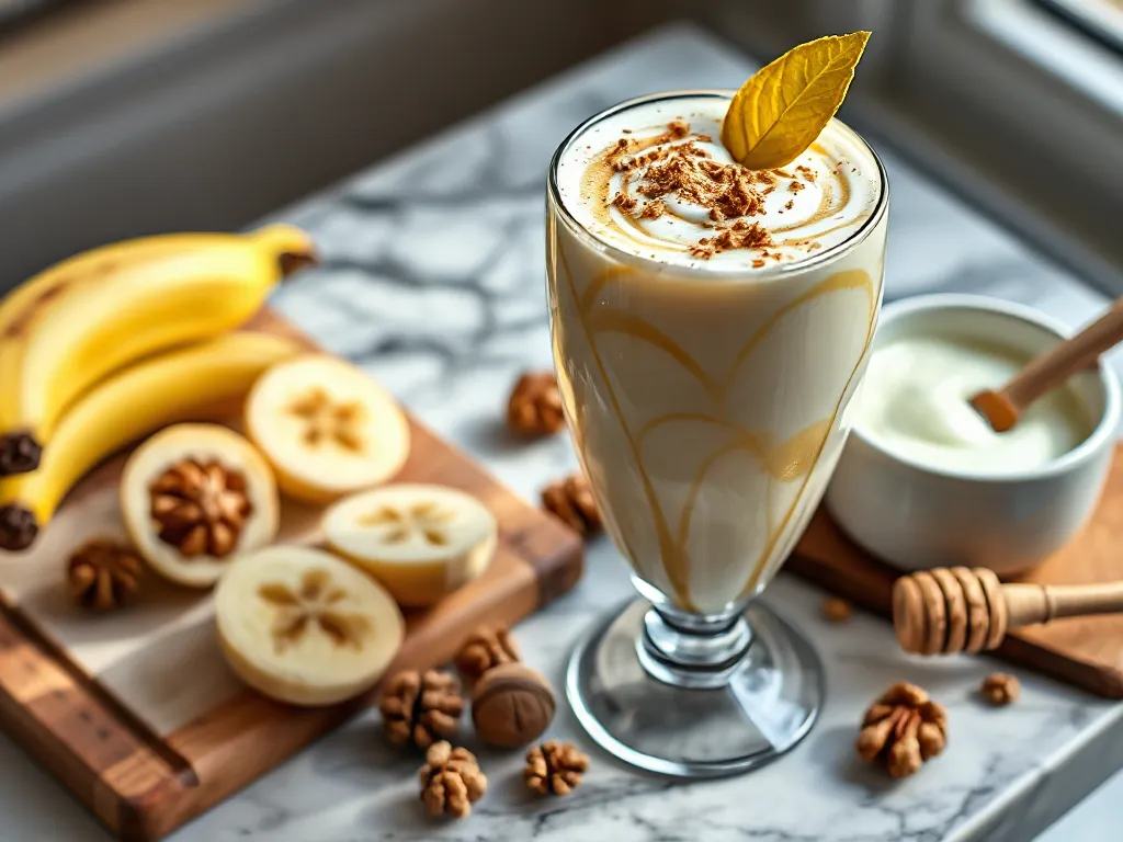 Banana Yogurt and Walnut Smoothie