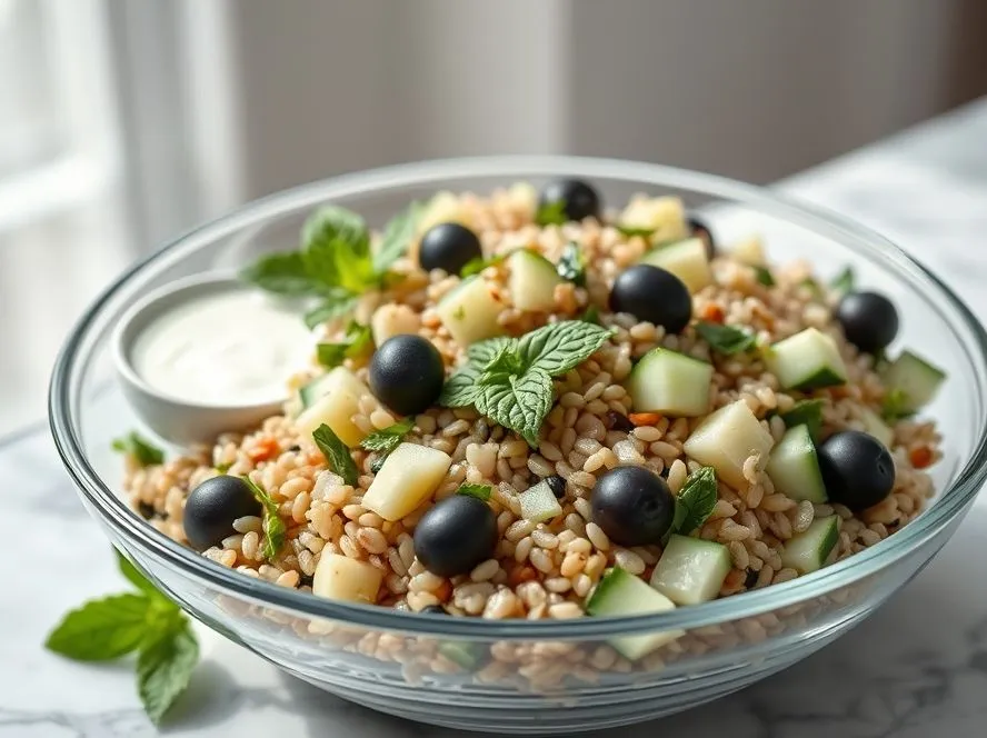 Barley Salad With Mint, Cucumber & Olives
