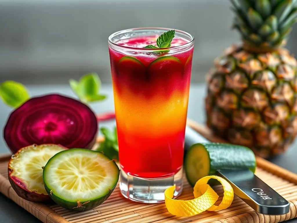 Beetroot Cucumber and Pineapple Juice