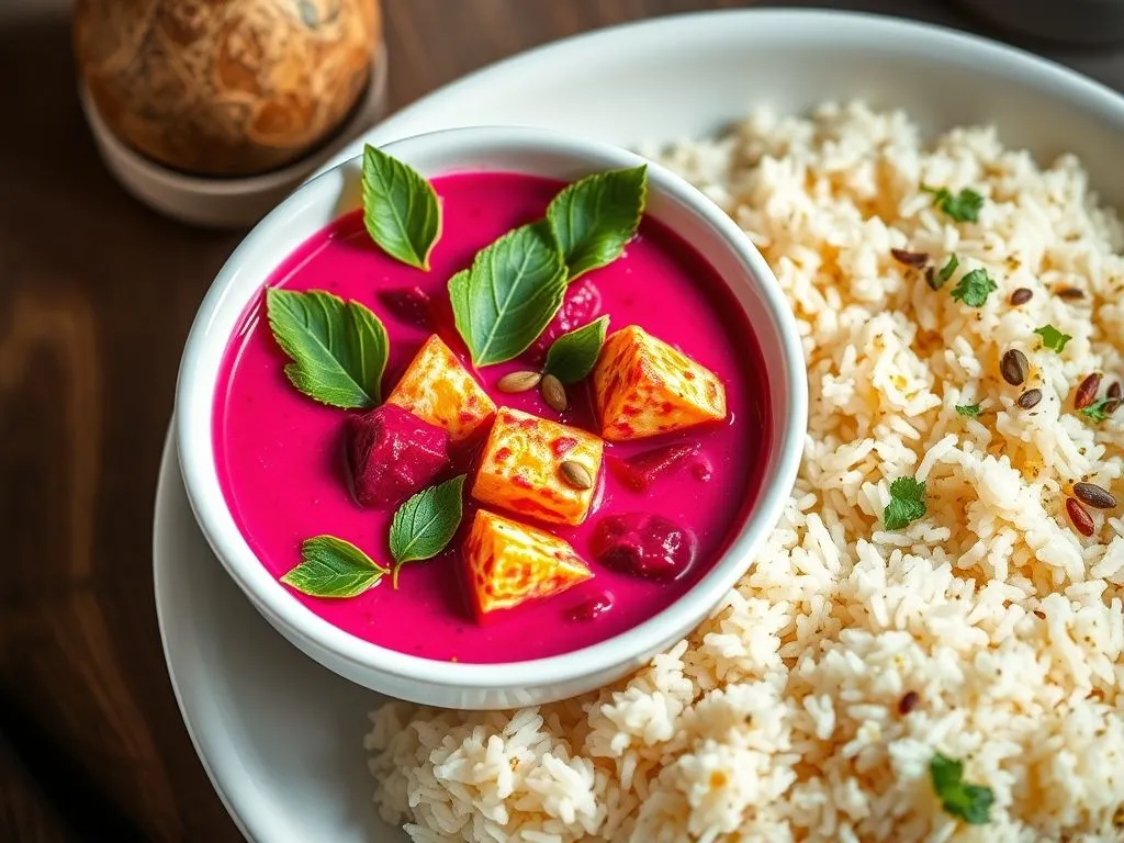 Beetroot Paneer Curry In Coconut Milk