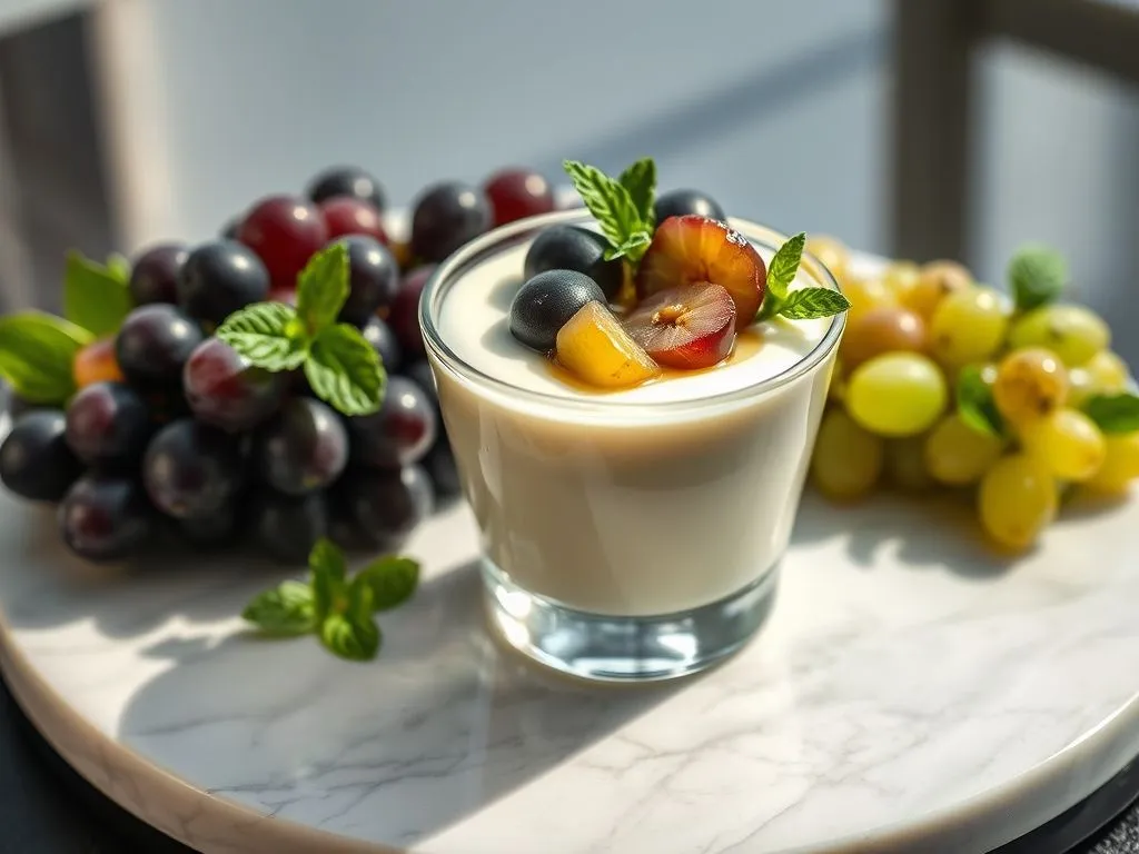 Black And Green Grapes Panna Cotta