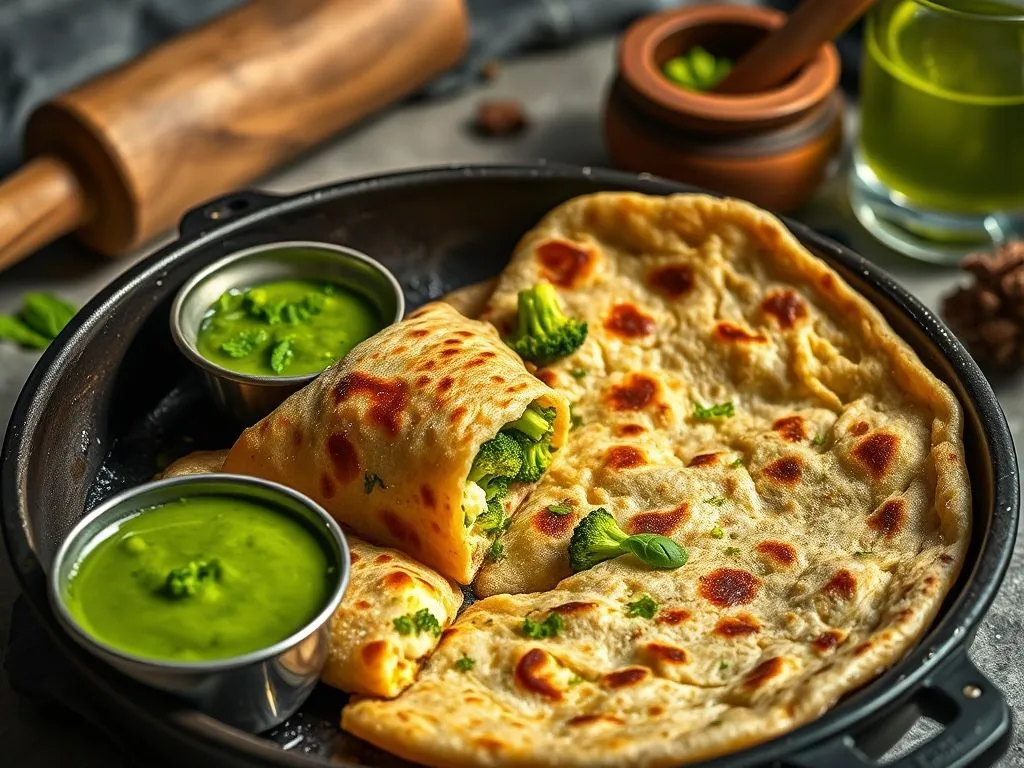 Broccoli and Paneer Paratha