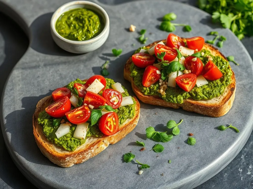 Broccoli Pesto Open Toast