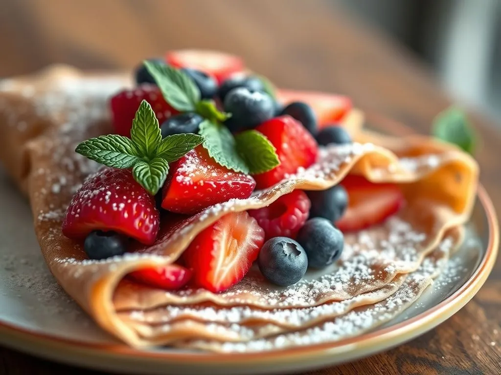 Buckwheat Crepe with Fruit Compote