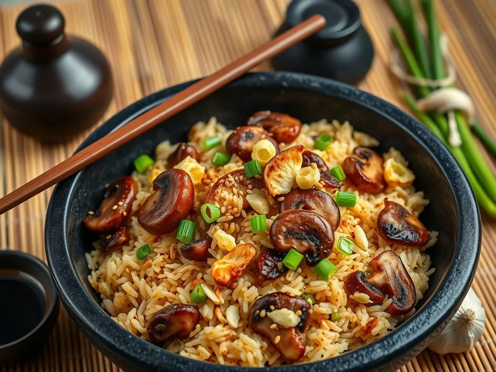 Burnt Garlic Mushroom Fried Rice