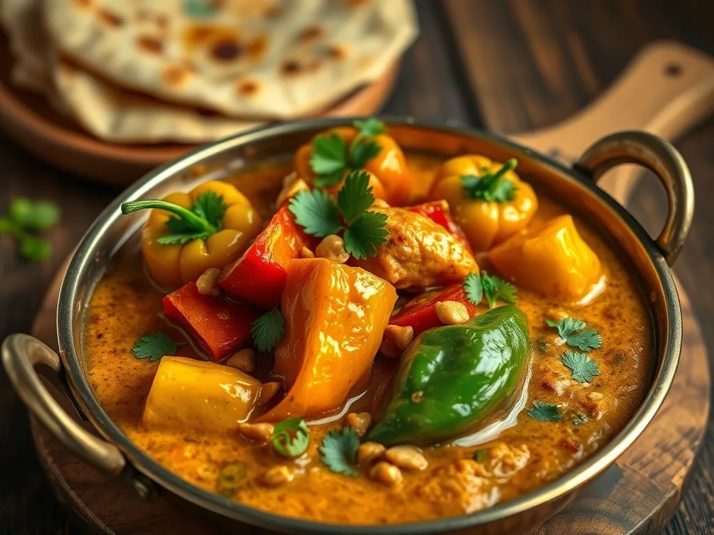 Capsicum In Coconut And Peanut Gravy