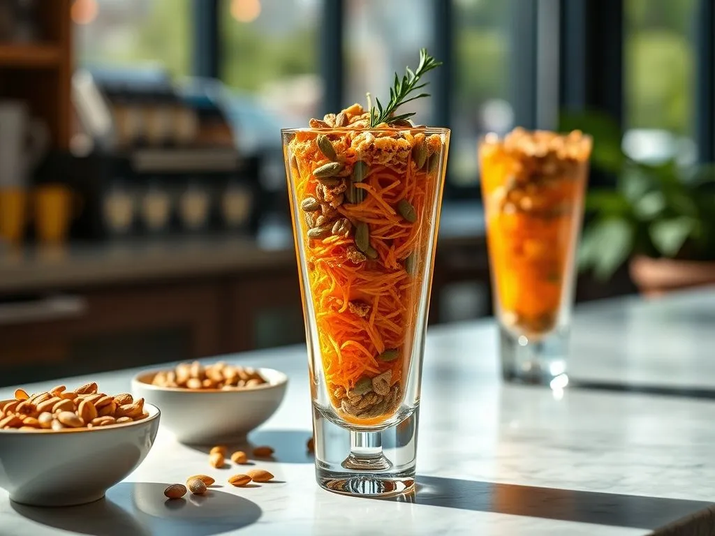 Carrot, Roasted Pumpkin Seeds, Granola Savory Parfaits