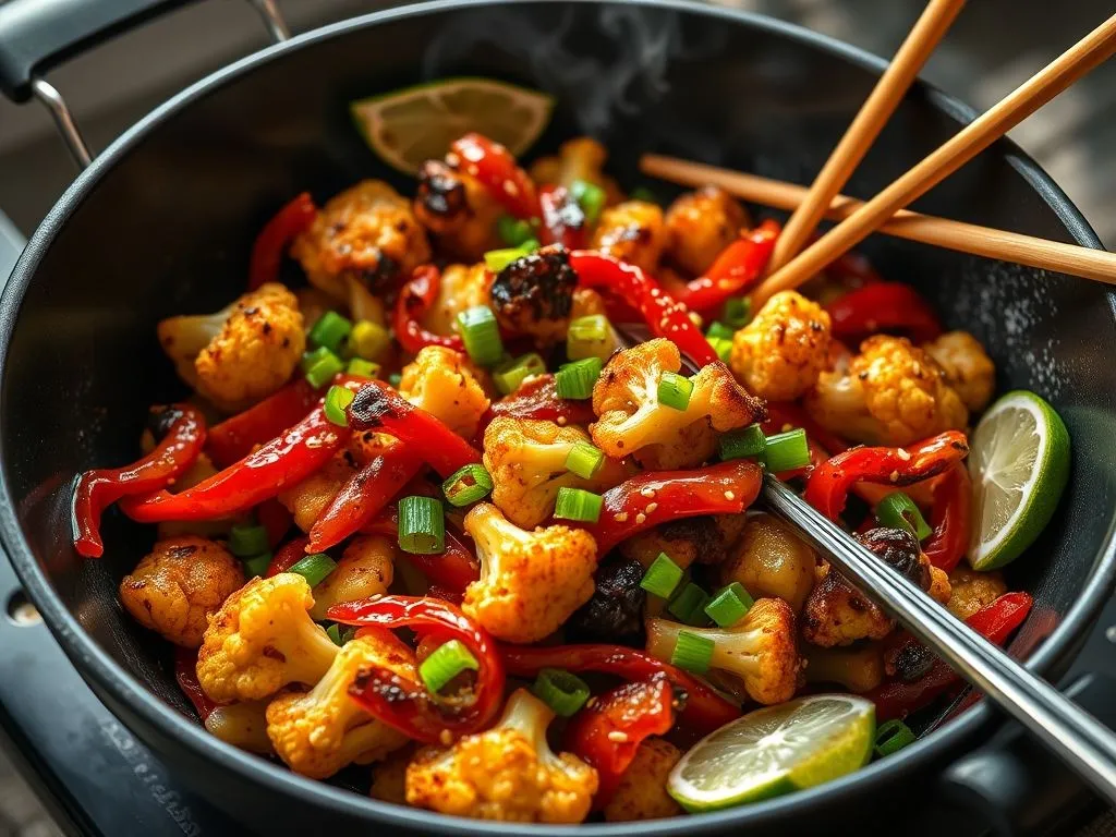 Cauliflower And Red Bell Pepper Stir Fry
