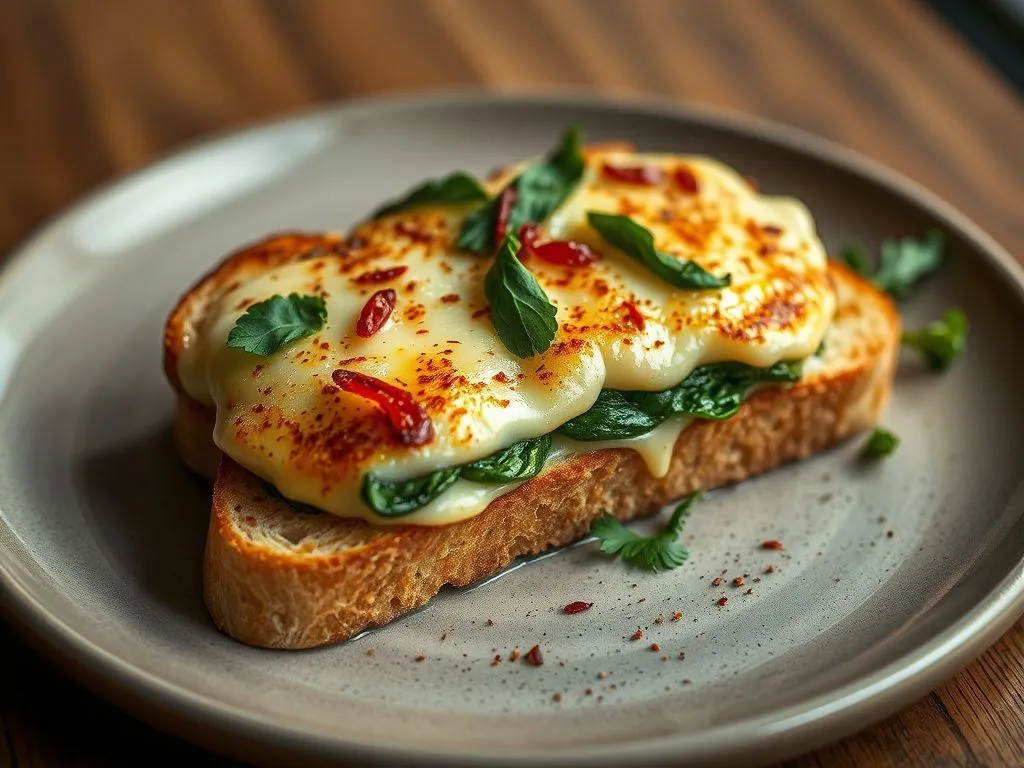 Cheesy Spinach Open Toast