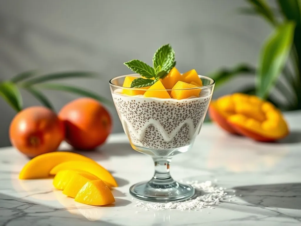 Chia Seed Pudding With Coconut Milk And Fresh Mangoes