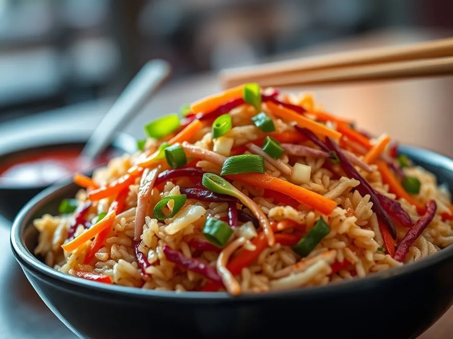Chinese Vegetable Fried Rice With Red Cabbage/ Purple Cabbage