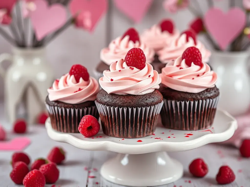 Eggless Chocolate Cupcakes With Raspberry & Cheese Frosting