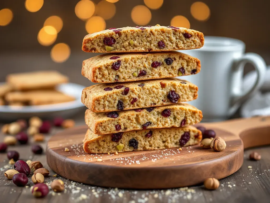 Eggless Cranberry Pistachio Biscotti