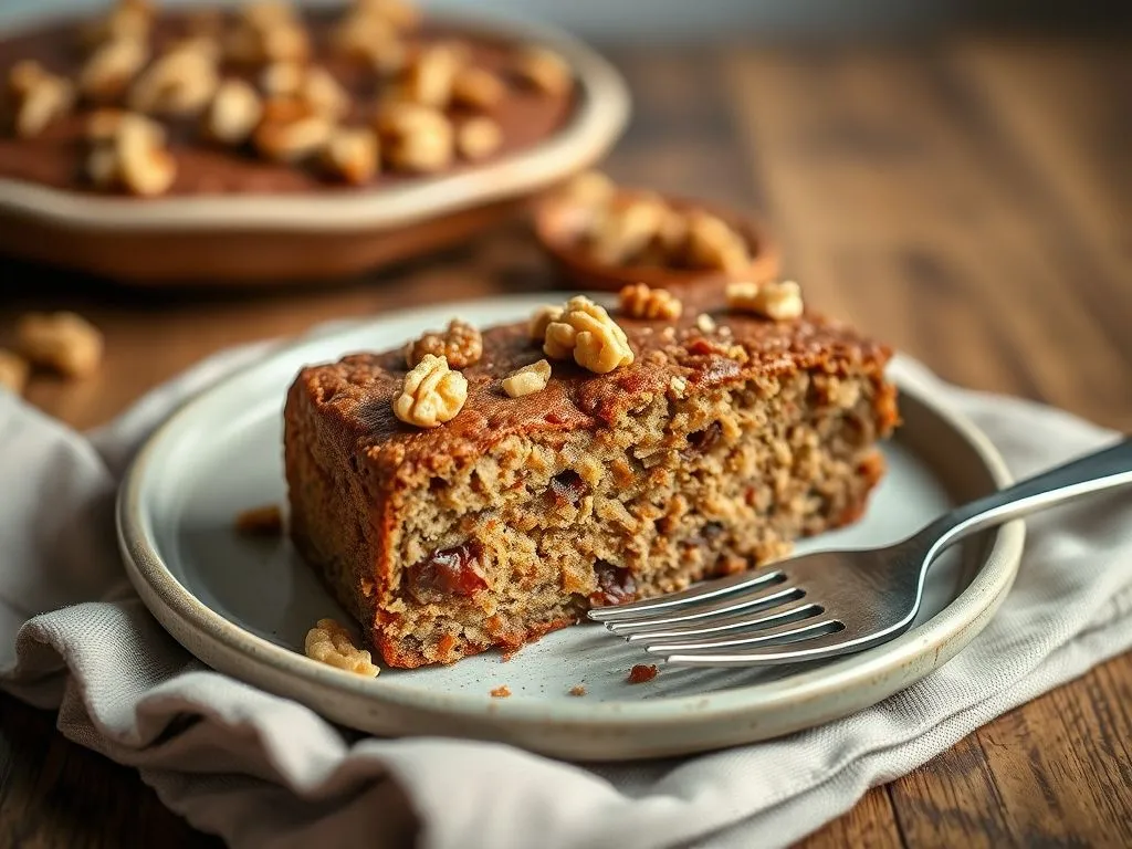 Eggless Date & Walnut Oatmeal Cake