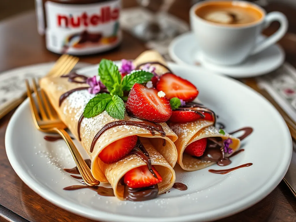 Eggless Nutella Crepes With Strawberries