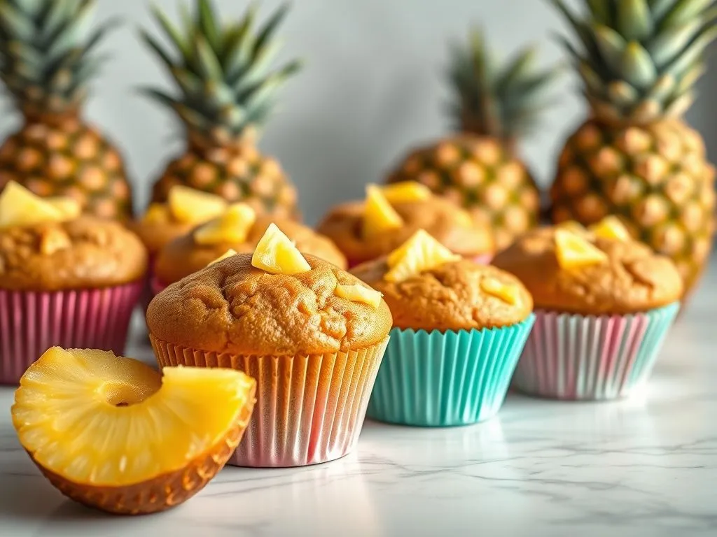 Eggless Whole Wheat Pineapple Muffins