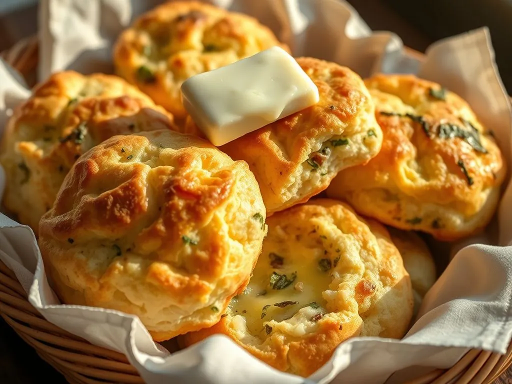 Fluffy & Crispy Cheese Herbed Biscuits