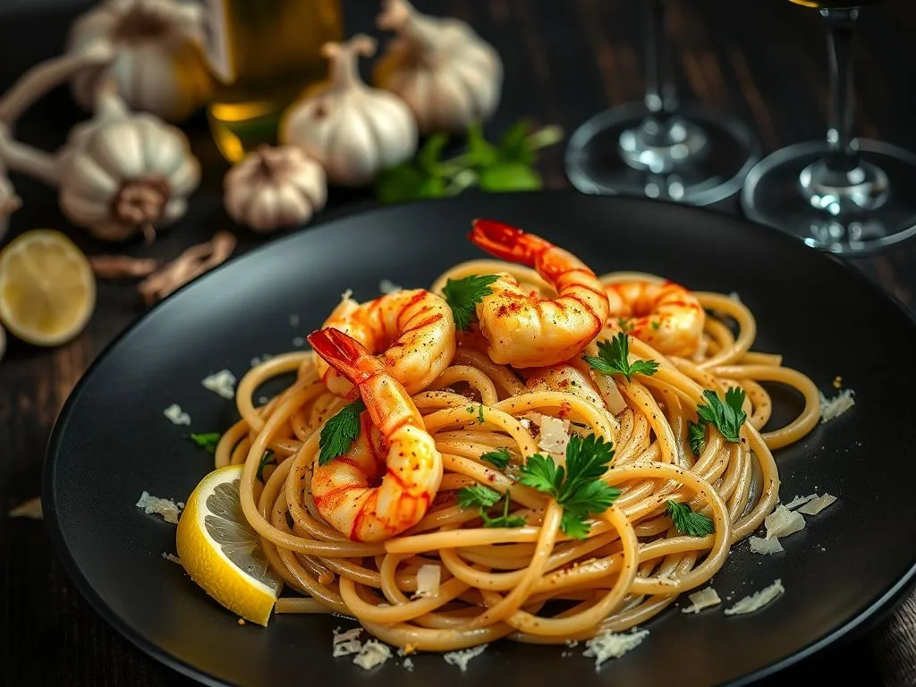 Garlic Shrimp Linguine Pasta
