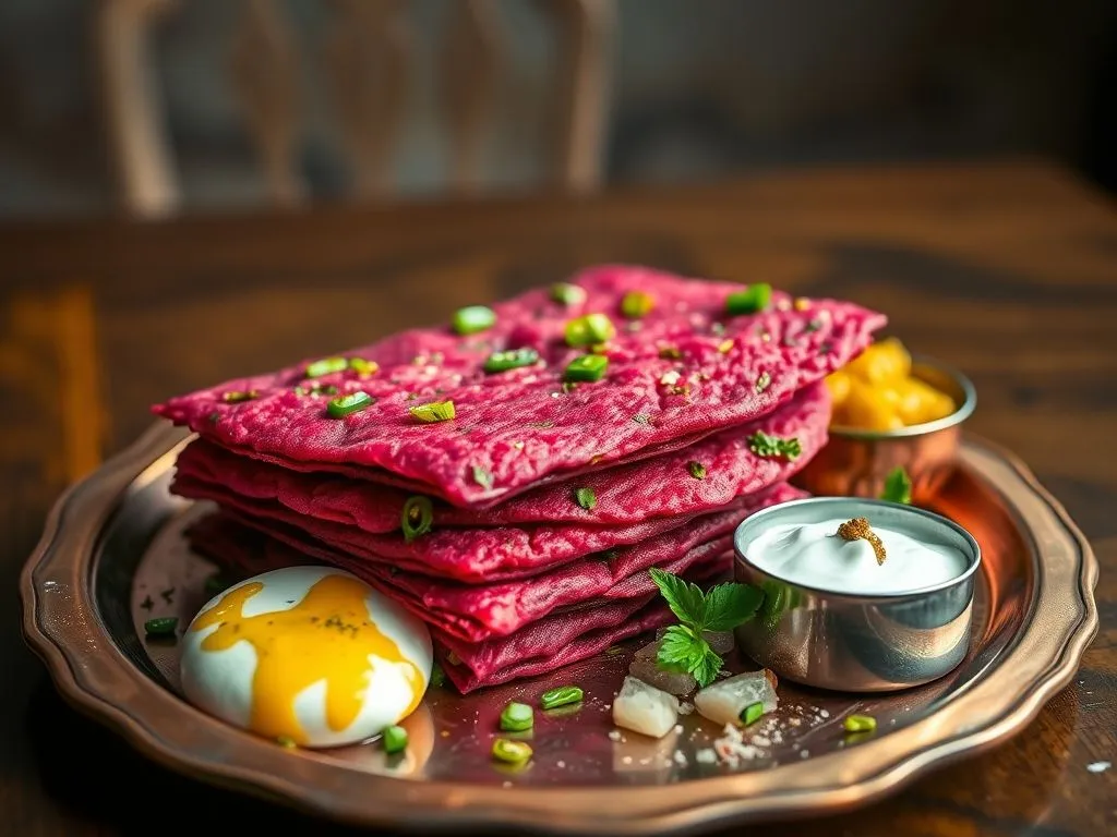 Grated Beetroot Chilli Paratha
