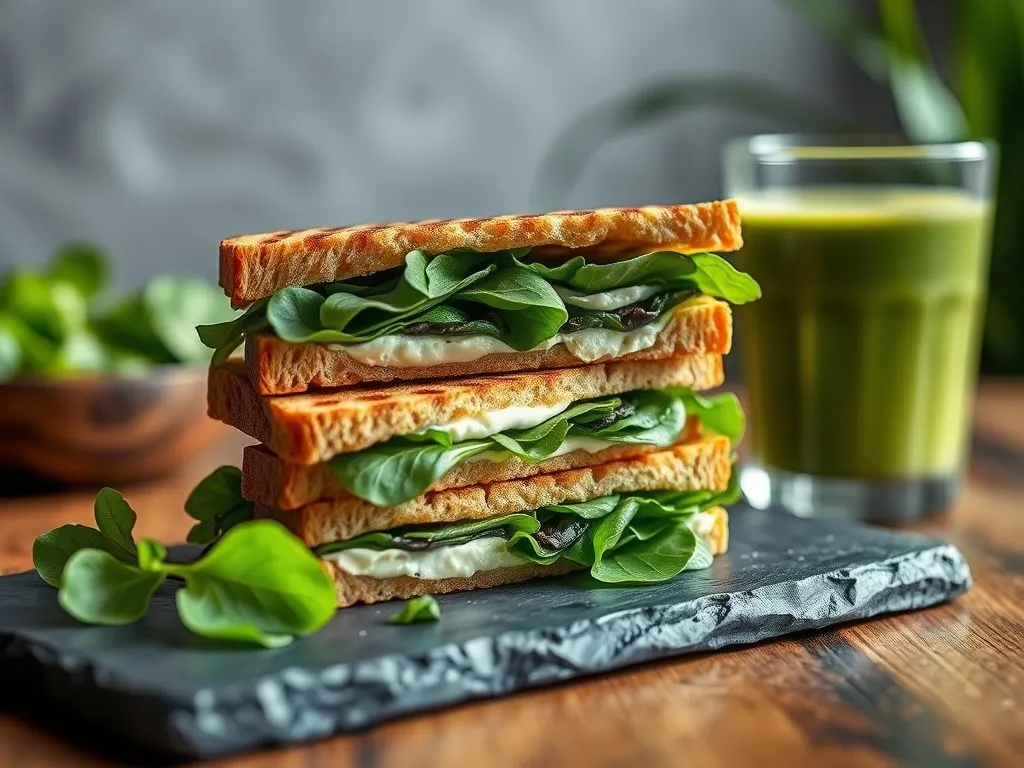 Grilled Spinach And Cottage Cheese Sandwich