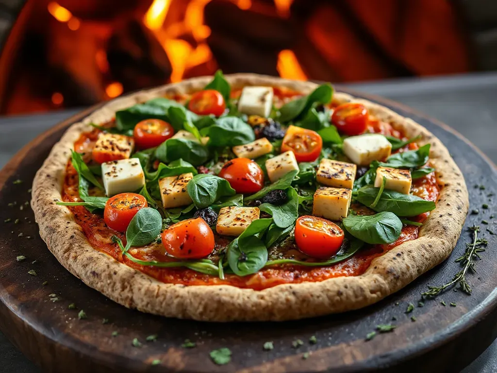 Italian Oat Crust Pizza Topped With Spinach And Paneer