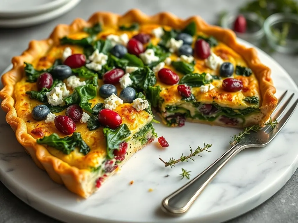Kale Blue Cheese And Cranberry Quiche