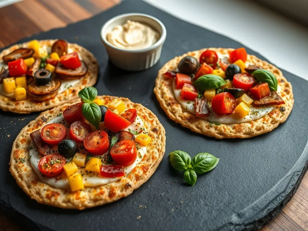 Khakhra Pizza With Cheese Spread & Roasted Vegetables