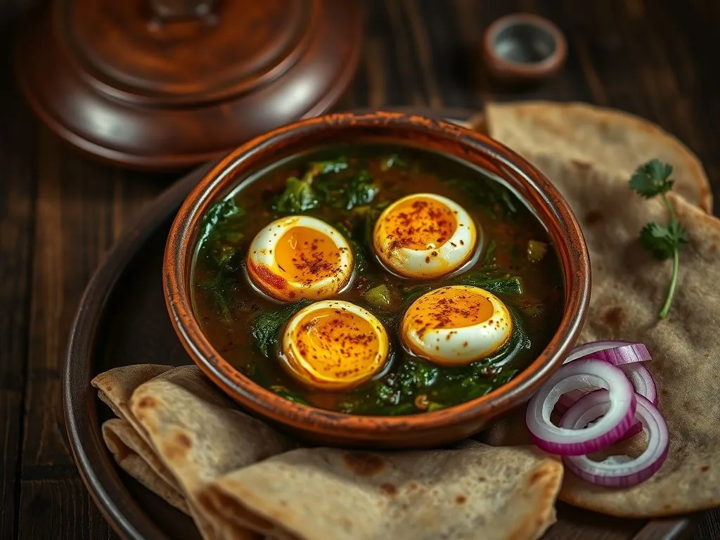 Kolhapuri Spinach Egg Curry
