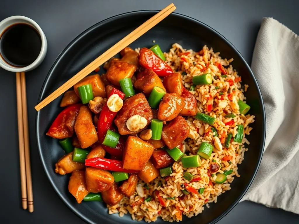 Kung Pao Chicken With Vegetable Fried Rice