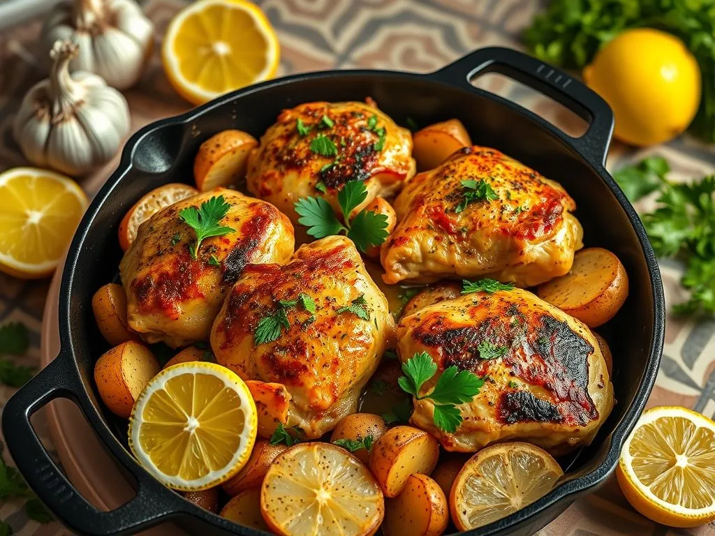 Lebanese Style Baked Chicken and Potatoes