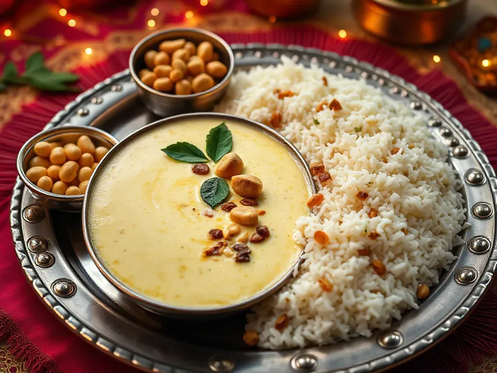 Makhana Moongphali Kadhi With Samvat Rice
