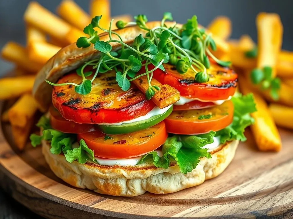 Marinated Bell Pepper Open Burger