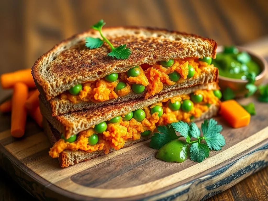 Masala Carrot And Peas Sandwich