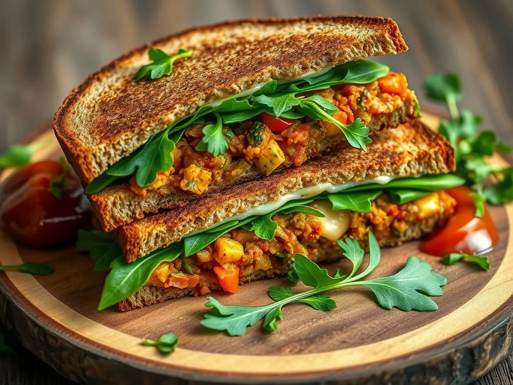Masala Sandwich With Rocket Leaves