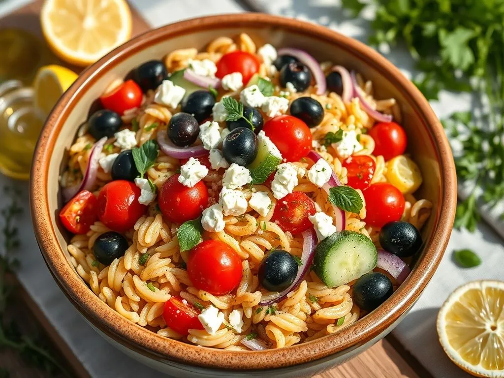 Mediterranean Orzo Pasta Salad With Feta Vinaigrette