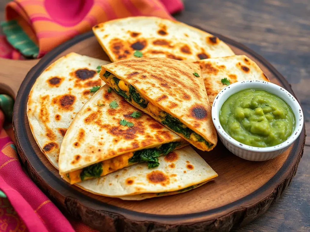 Mexican Style Pumpkin and Spinach Quesadillas