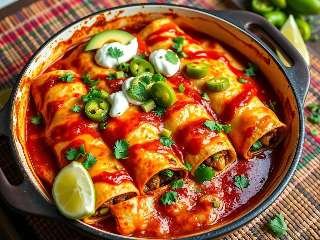 Mexican Vegetarian Bean & Cheese Enchiladas
