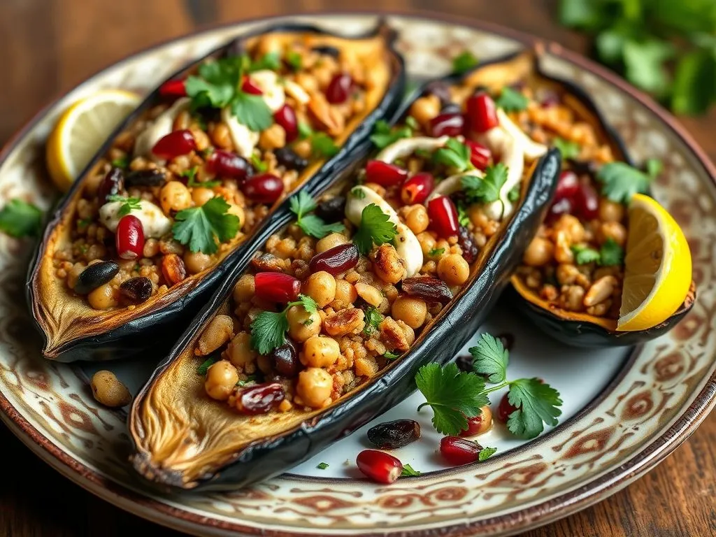 Moroccan Stuffed Roasted Eggplant