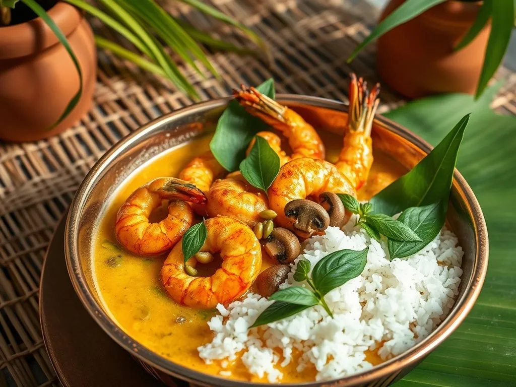 Mushroom and Prawn Malai Curry