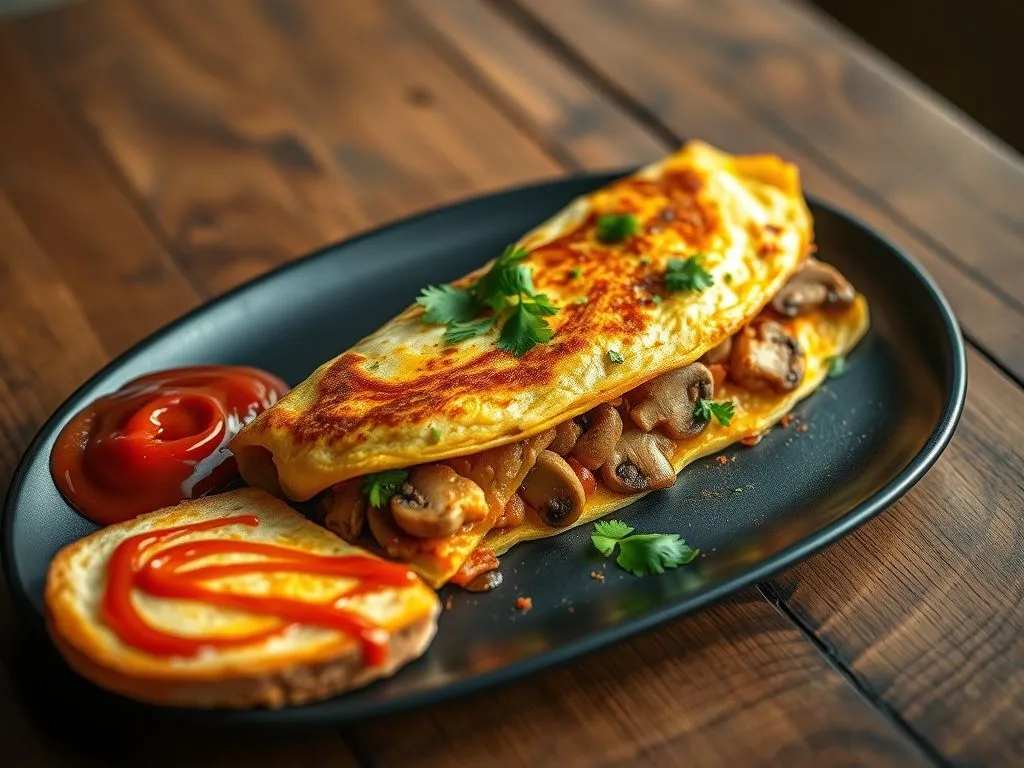 Mushroom Masala Cheese Omelette