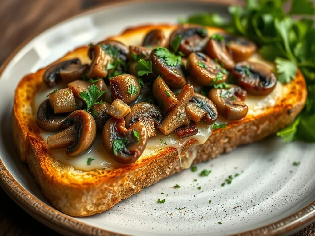 Mushroom Oregano Open Toast Sandwich