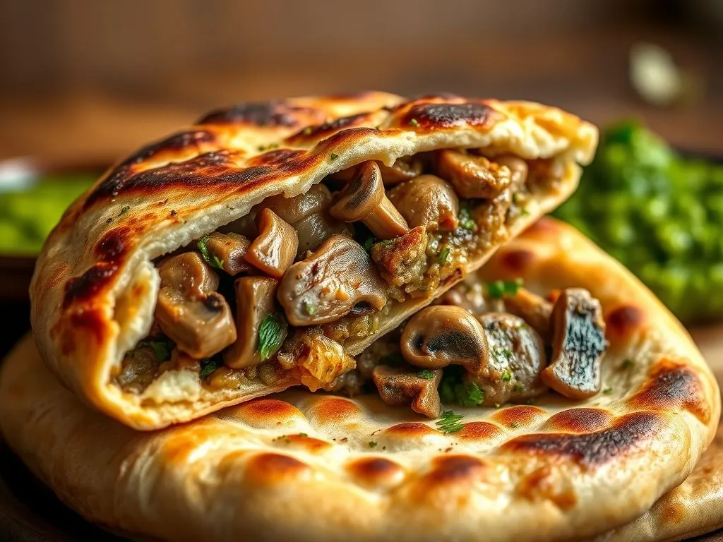 Mushroom Stuffed Naan