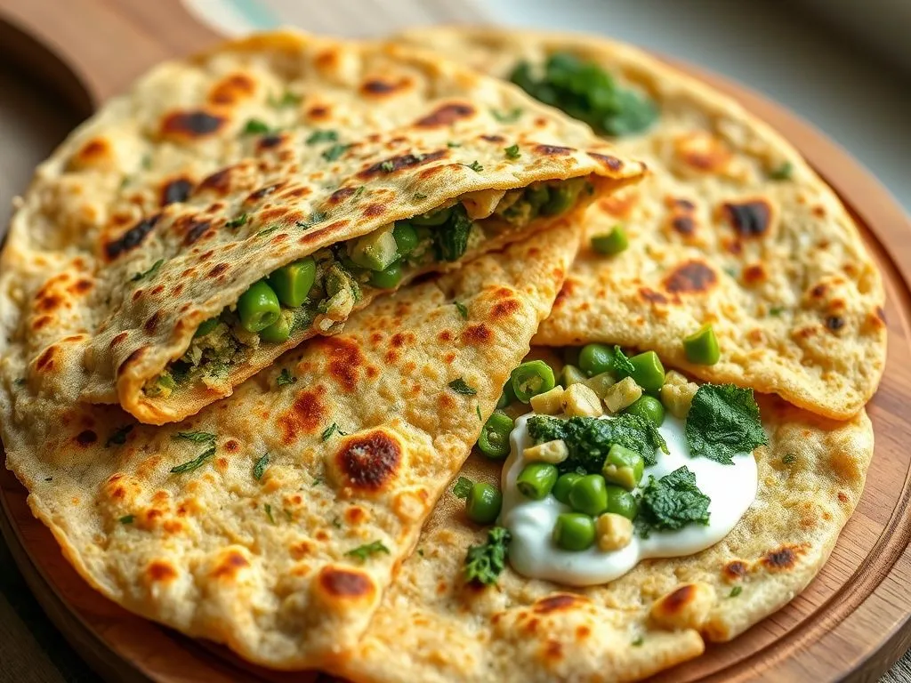 Oats, Peas & Tofu Stuffed Paratha
