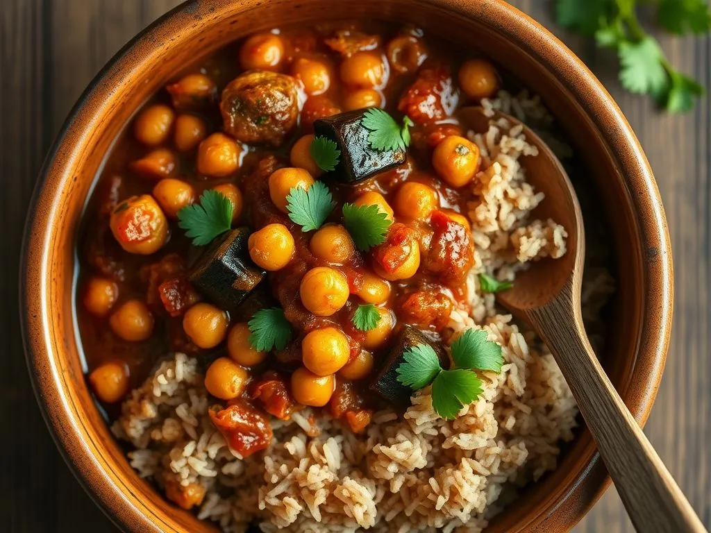 One Pot Chickpea And Brinjal Curry