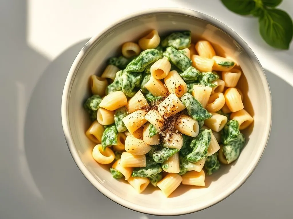 One Pot Spinach Macaroni Pasta
